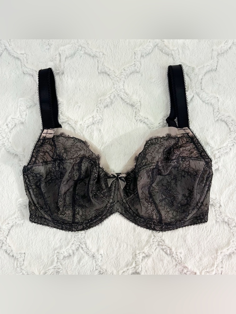 Paramour Black Lace Unlined Underwire Bra Size 36DDD